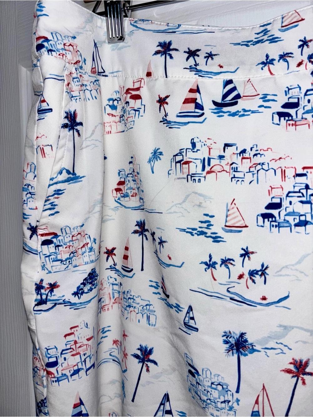 Izod White Shorts with Blue and Red Nautical Print - Picture 2 of 5
